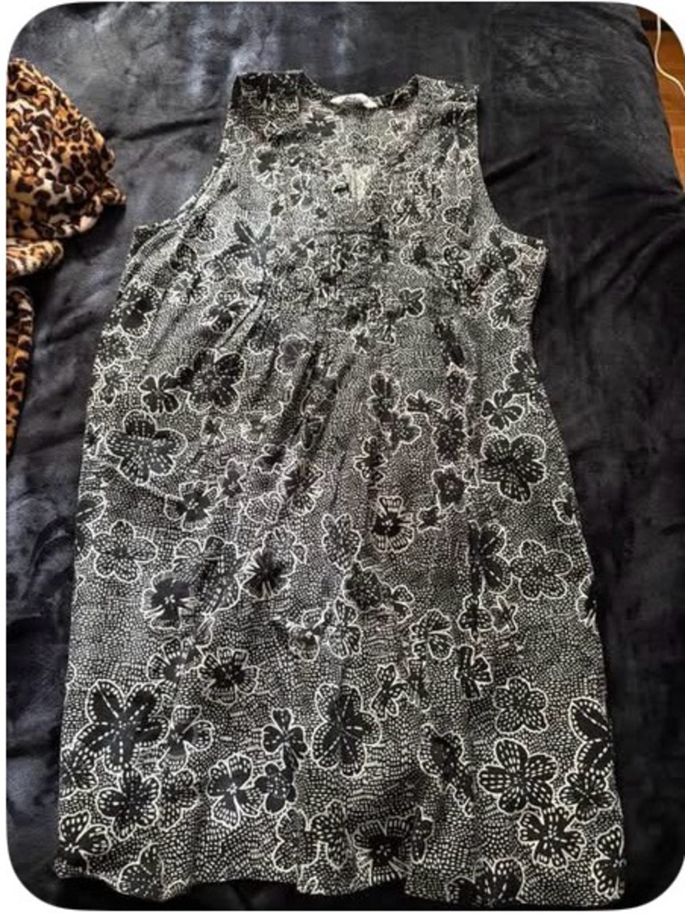 Sonoma Black & White Floral Midi Dress